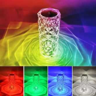 Crystal Diamond Table Lamp, Color Changing Touch Lamp USB Romantic Rose Diamond Table Lamps, Remote Touch Creative Lights for Bedroom Living Room Party Dinner Décor Crystal Lamp Diamond Lamp Night Light Lamp RGB Touch Table Lamp